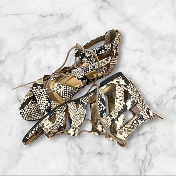 EUC Circus Sam Edelman Snakeskin Lace up Gladiator Sandals Size US 7 1/2 - Picture 3 of 6